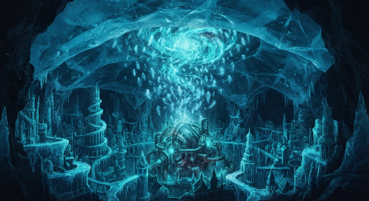 Frost Nexus in Glacier Depths